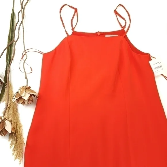 C/MEO Collective Orange Fron Panel Slit Spaghetti Strap Dress Sz M - Picture 2 of 10